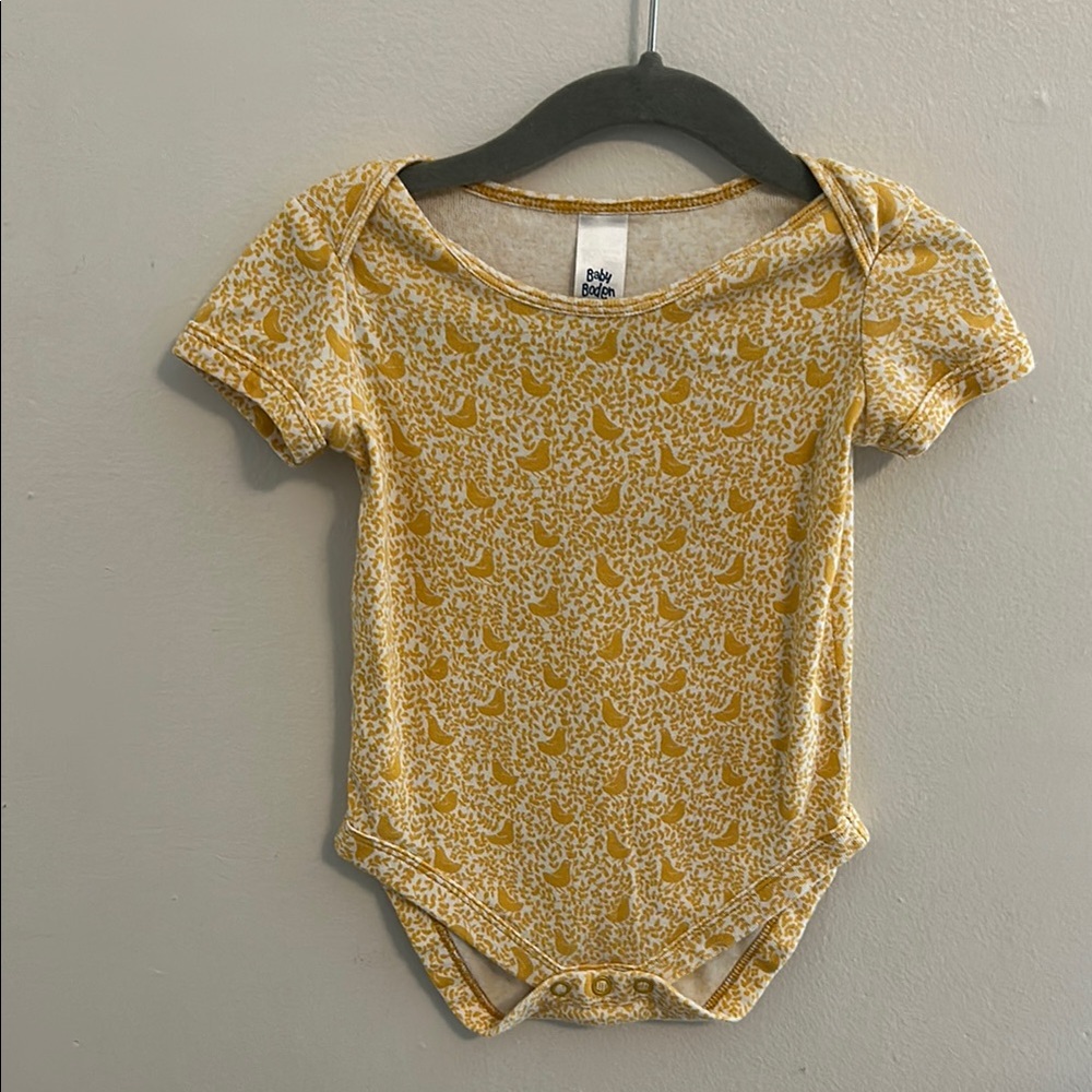 Baby Boden Yellow Floral Short Sleeve One-Piece